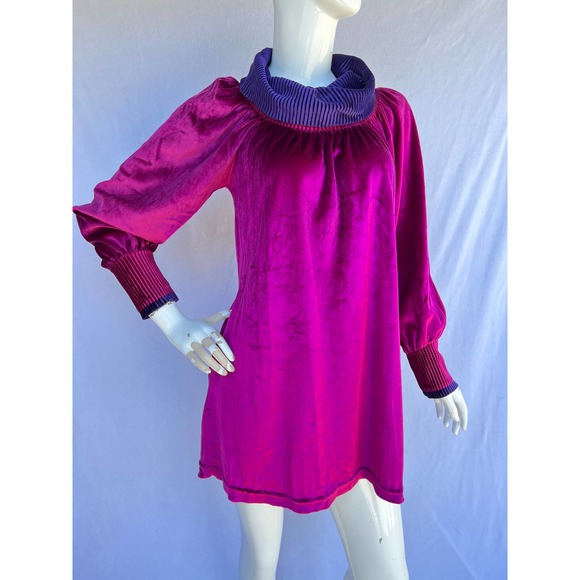 80s Magenta Long Sleeve Velvet Sweater - Picture 9 of 9